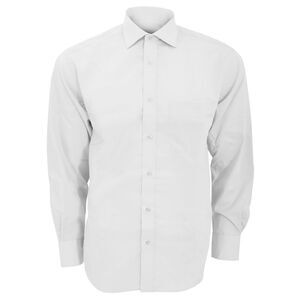 Kustom Kit Mens  Non Iron Long Sleeve Shirt / White